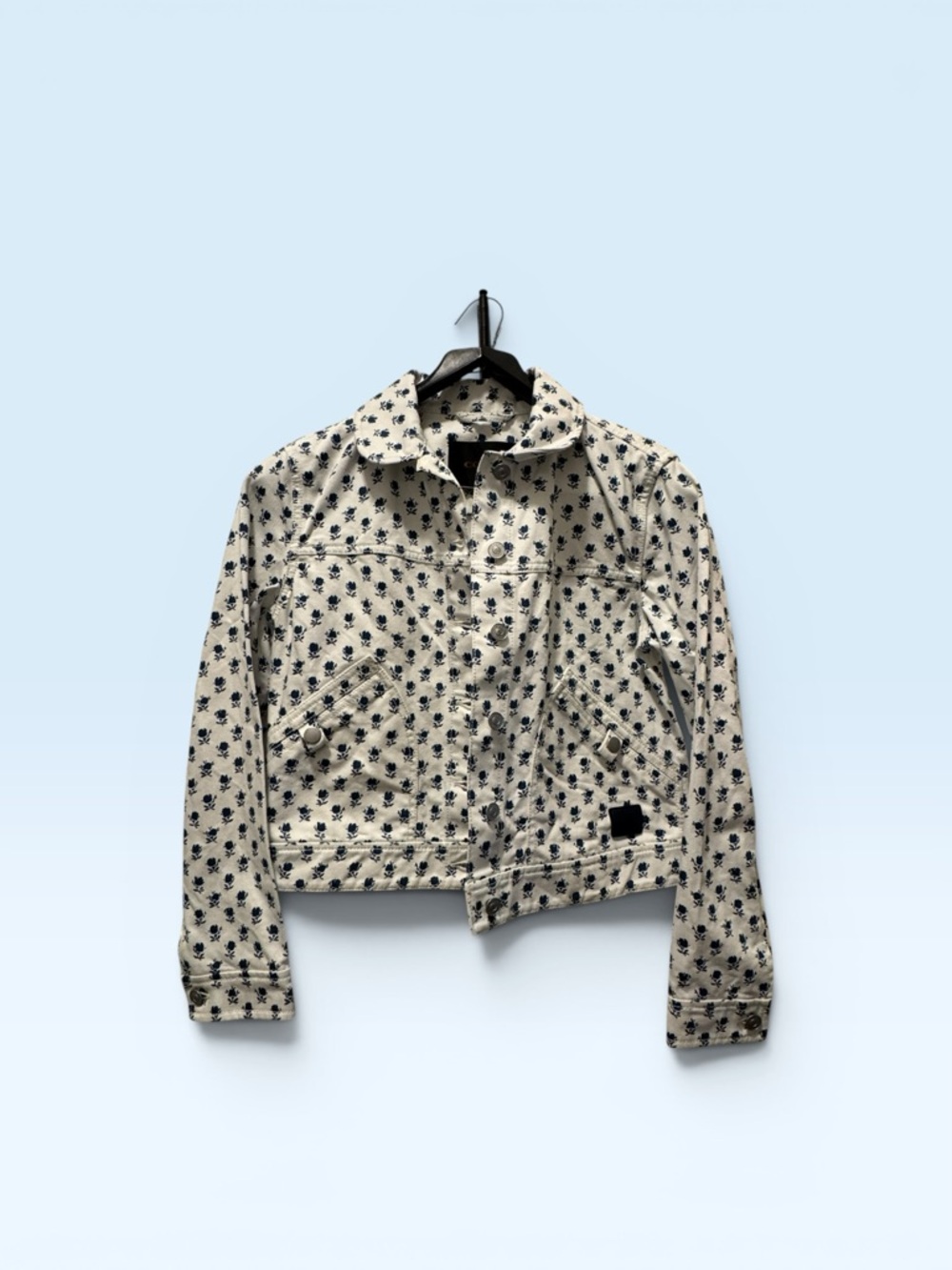 Coach Denim Badlands White Floral Cropped Jacket - Picture 5 of 8